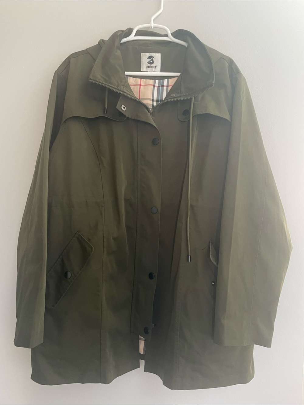 Classic Olive Green Hooded Trench Coat